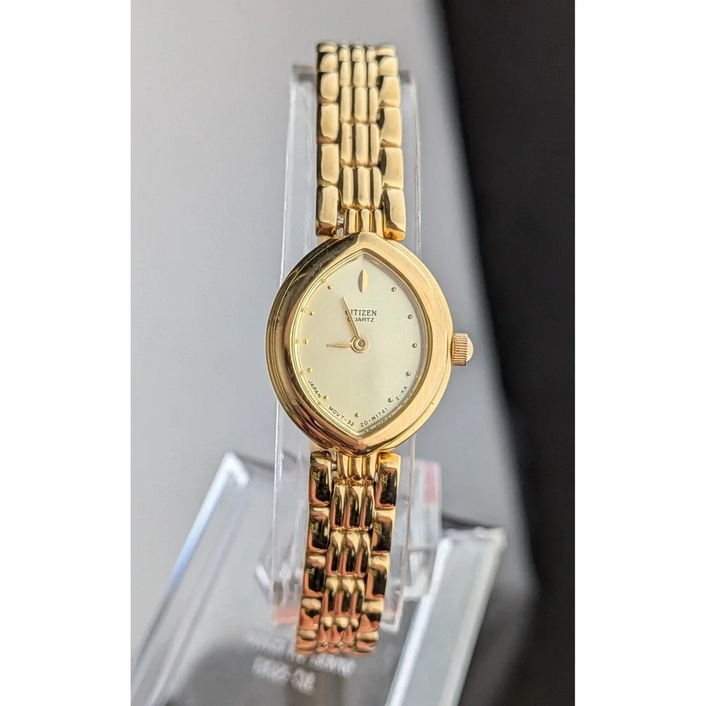 Citizen Quartz Watch Vintage Gold Plated Women's Marquise Case Champagne Dial - Picture 3 of 13